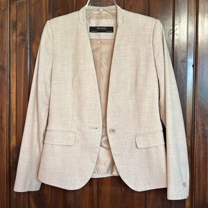 Zara linen collarless blazer beige size 6